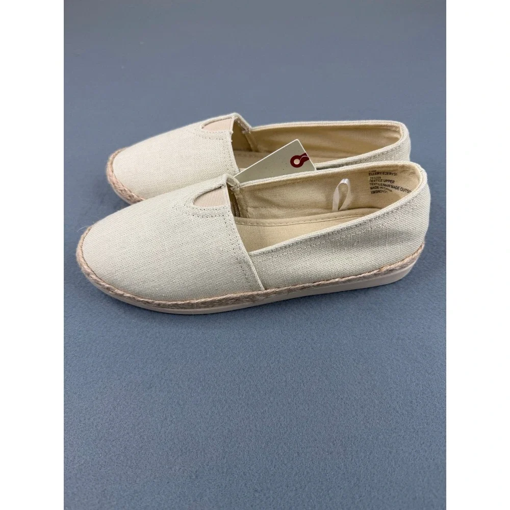 Esprit Ellery Espadrille Flat Womens 7.5 Natural Linen Slip On Shoes NEW